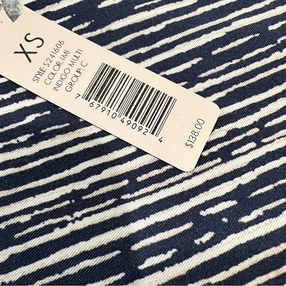 NIC+ZOE Spring Rain Print Tank Top Contrast Strap Blue White XS NEW - Picture 9 of 14